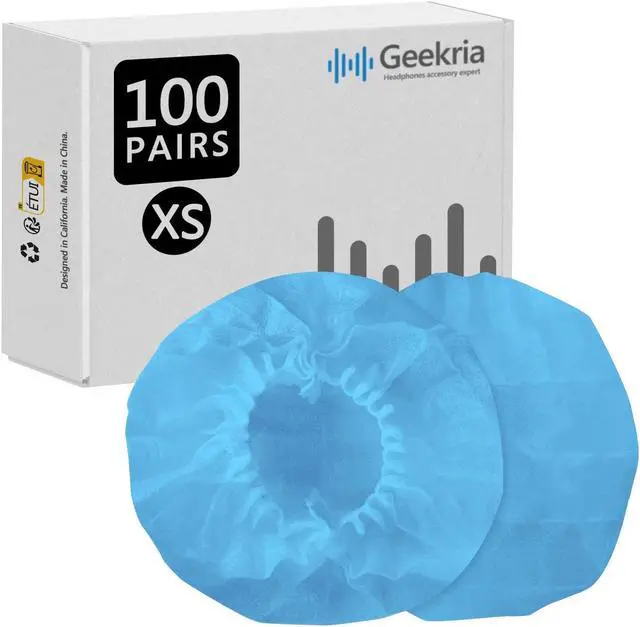 Main image of Geekria 100 Pairs Disposable Headphones Ear Cover for Small Call Center Headset Earcup, Stretchable Sanitary Ear Pads Cover, Hygienic Ear Cushion Protector (XS/Blue)