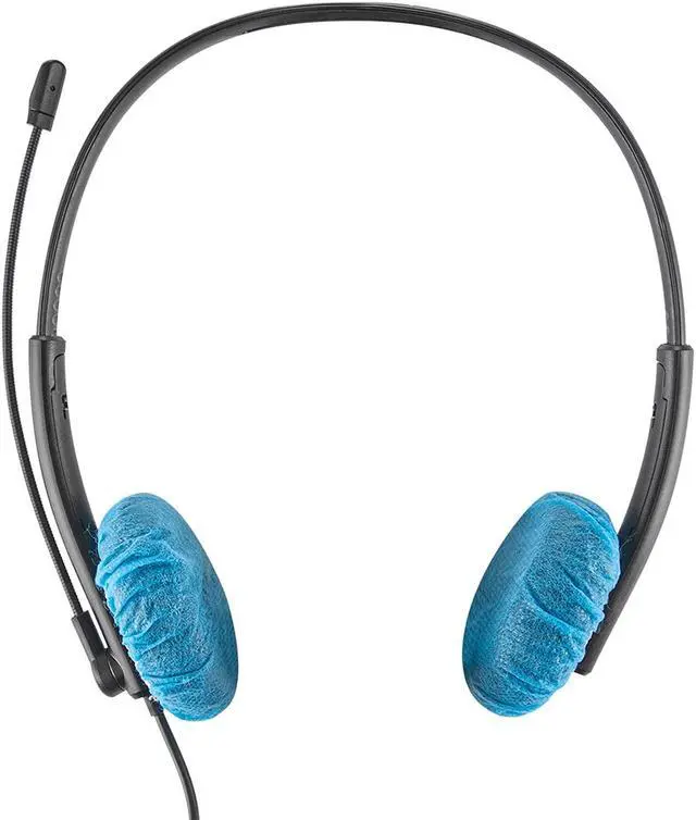 Alt view image 5 of 5 - Geekria 100 Pairs Disposable Headphones Ear Cover for Small Call Center Headset Earcup, Stretchable Sanitary Ear Pads Cover, Hygienic Ear Cushion Protector (XS/Blue)