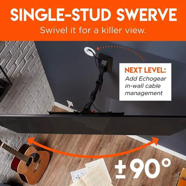 Alt view image 2 of 5 - ECHOGEAR Swivel Full Motion TV Wall Mount & Universal Soundbar Wall Mount Bracket - for TVs Up to 60"