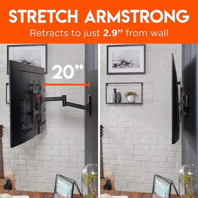 Alt view image 5 of 5 - ECHOGEAR Swivel Full Motion TV Wall Mount & Universal Soundbar Wall Mount Bracket - for TVs Up to 60"