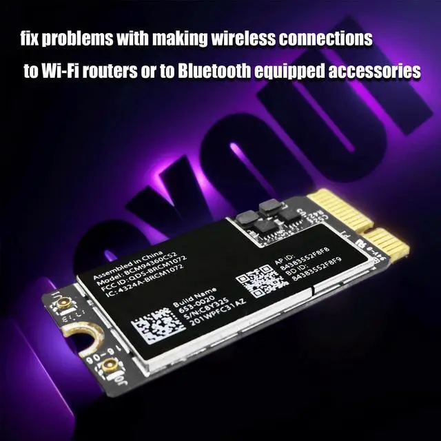 Alt view image 2 of 5 - AOYOUI WiFi Bluetooth Airport Wireless Card Replacement for MacBook Air 11" A1465 (2013, 2014, 2015) 13" A1466 (2013, 2014, 2015, 2017) (661-7465, 661-7481, 653-0023) Model BCM94360CS2