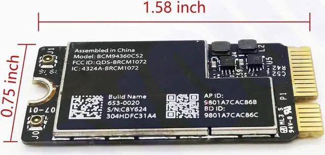 Alt view image 4 of 5 - AOYOUI WiFi Bluetooth Airport Wireless Card Replacement for MacBook Air 11" A1465 (2013, 2014, 2015) 13" A1466 (2013, 2014, 2015, 2017) (661-7465, 661-7481, 653-0023) Model BCM94360CS2