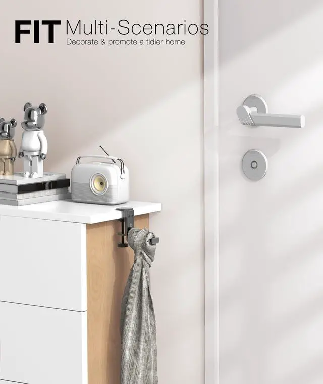 Alt view image 3 of 5 - APPHOME Foldable Headphone Stand Hanger Holder, Space-Saving Aluminum Soundbar Stand with Universal Fit for Gaming PC Accessories, Under Desk Clamp Hook Mount (Black-2PC)