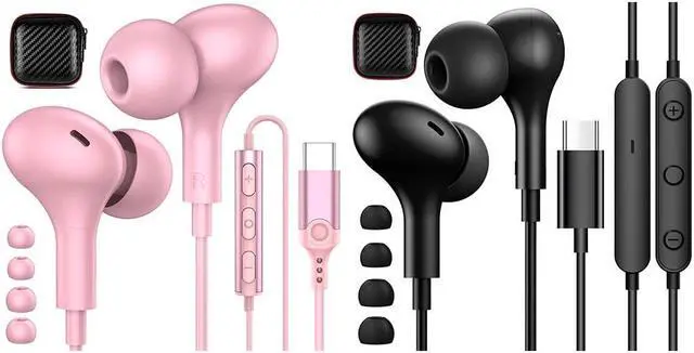 Main image of 2-Pack USB C Headphones Wired Earbuds for iPhone 15 Pro Max Plus Samsung Galaxy S23 S22 S21 S20 Z Flip5 Fold5