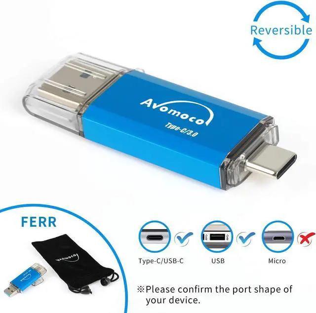 Alt view image 2 of 5 - AVOMOCO USB 3.1 256GB Type C Dual High Speed Photo Backup Stick for Cell Phones with USB C Port,Tablet,Photo Memory Drive for Galaxy,LG,Google,Moto..