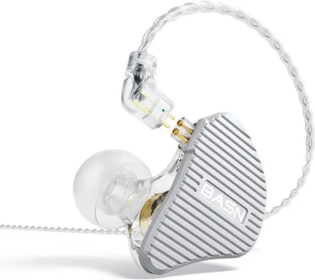 Main image of BASN MiX-PD in Ear Monitor,1Planar Driver + 1Dynamic Driver HiFi IEM Earphones with CNC Crafted Metal Cover, Wired 0.78mm 2-Pin Silver Plated Detachable Cable for Musicians (Silver)