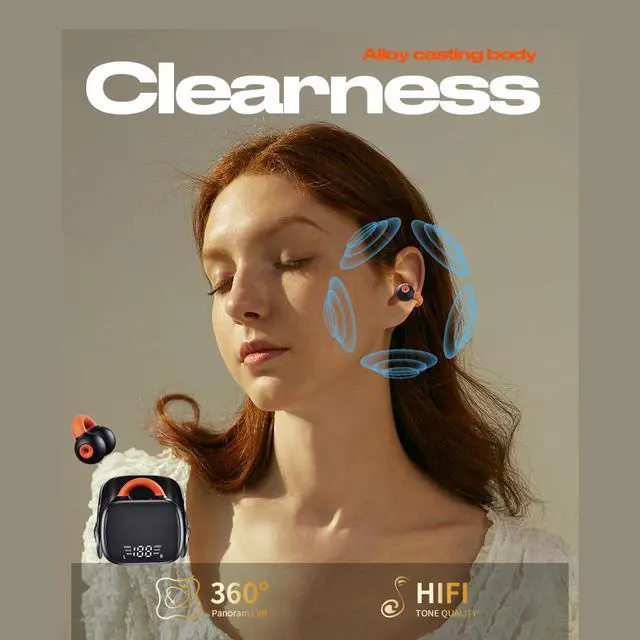 Alt view image 4 of 5 - BEVCEFCC Wireless Ear Clip Headphones Bluetooth 5.3, Open Wireless Earbuds, Bone Conduction Headphones, Clip Headphones, Mini Earphones with LED Screen Headphones for Small Ears Earbuds for Running