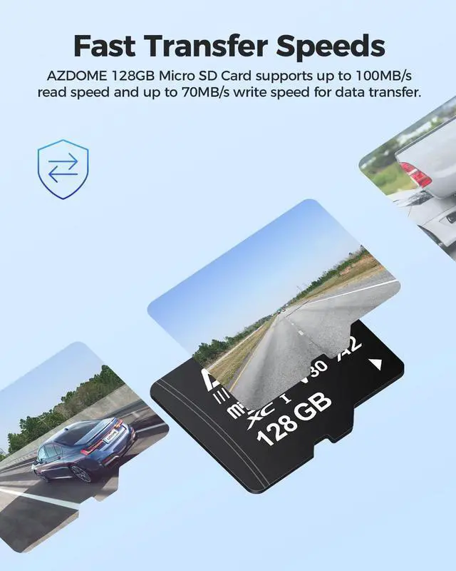 Alt view image 4 of 5 - AZDOME 128GB Micro SD Card microSDXC Memory Card for AZDOME M550 GS63H Pro PG17-4K M550 Pro M200 M330 M300S M01 Pro Dash Cam Full HD & 4K UHD, U3, A2, V30