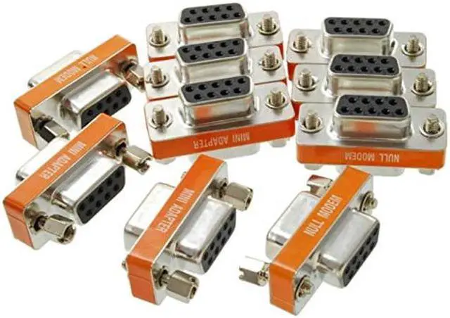 Main image of CablesOnline DB9 Null Modem Female to Female Slimline Data Transfer Adapter/Gender Changer, (10-Pack) (AD-N06M-10)