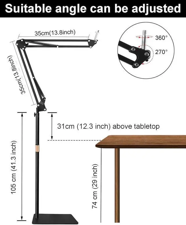 Alt view image 3 of 5 - AceTaken MX Brio 4K Webcam Floor Stand,70-inch Telescopic Floor Holder with Webcam Magnetic Mount Compatible with Logitech MX Brio 4K,Brio 4K,100,300,500,C270,C310 webcams