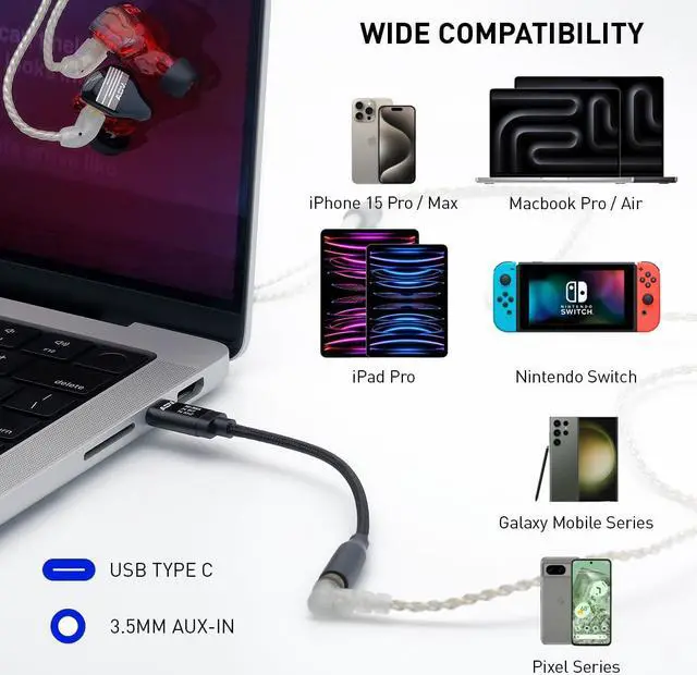 Alt view image 4 of 5 - ADV. Accessport Lite USB Type C to 3.5mm Female Headphone Jack Adapter, Hi Res 24bit/96kHz USB C to Aux Audio Dongle Cable Cord Compatible with iPhone 15 Pro Max/15 Pro/15 Plus, Galaxy S23/S22 Ultra
