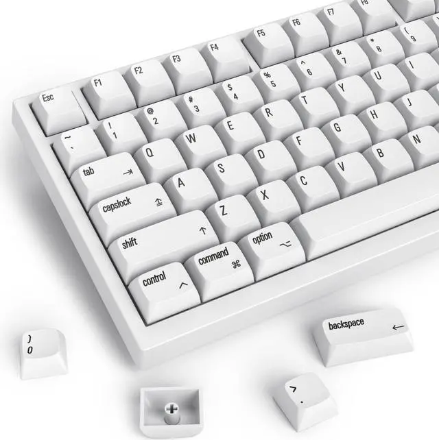 Main image of Ussixchare 128 Keys PBT Keycaps XDA Profile Keycap Set Minimalist White Mac Style Custom Keycaps for MX Switches Mechanical Keyboard(Minimalist)