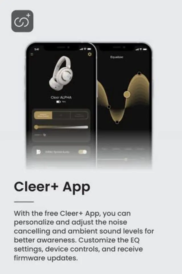 Alt view image 4 of 5 - Cleer Audio Alpha Adaptive Active Noise Canceling Bluetooth Headphones, Dual-Microphone, Touch Controls, 35 Hr Battery Life, Multipoint Connection, Dirac Spatial Audio, App,Midnight Blue