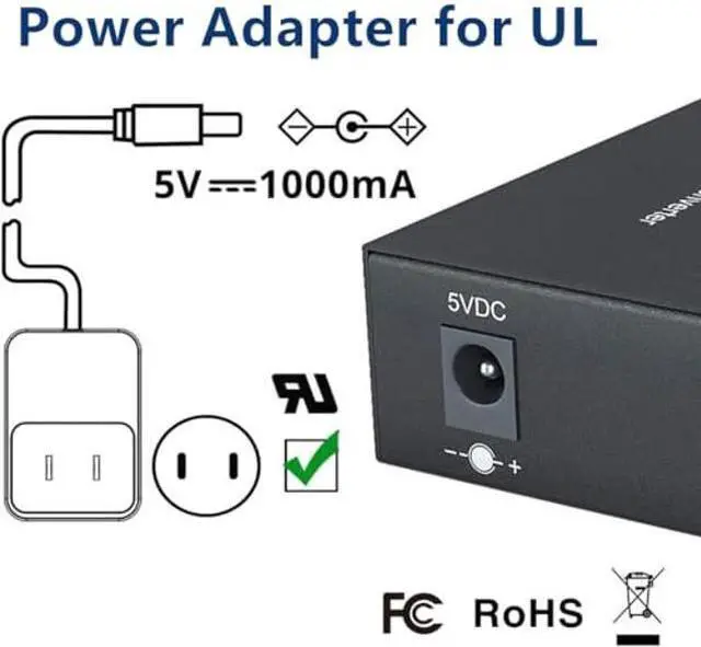 Alt view image 3 of 5 - Gigabit Ethernet Media Converter, Multi-Mode Dual LC Fiber to Ethernet Converter with a 1000Base-SX Module, 1.25G Fiber to RJ45, 10/100/1000Base-Tx to 1000Base-SX, 850nm, MMF, up to 550m (1804ft)