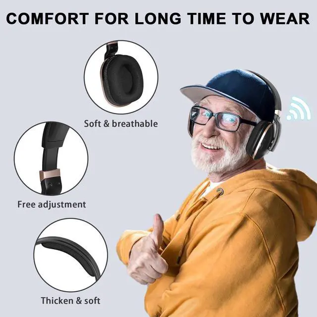 Alt view image 5 of 5 - Daysnew Wireless Headphones for TV with 2.4G RF Transmitter Charging Dock, 100FT Range, Plug and Play, High Volume TV headphones wireless for seniors, 20H Playtime, No Delay, Support OPT/RCA/AUX