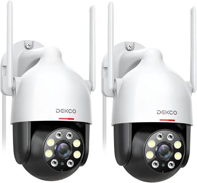 Main image of DEKCO 2K Security Camera Outdoor 2Packs, WiFi Outdoor Security Cameras Pan-Tilt 360deg View, 3MP Surveillance Cameras with Motion Detection and Siren, 2-Way Audio, Full Color Night Vision, Waterproof