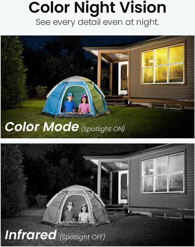 Alt view image 5 of 5 - DEKCO 2K Security Camera Outdoor 2Packs, WiFi Outdoor Security Cameras Pan-Tilt 360deg View, 3MP Surveillance Cameras with Motion Detection and Siren, 2-Way Audio, Full Color Night Vision, Waterproof