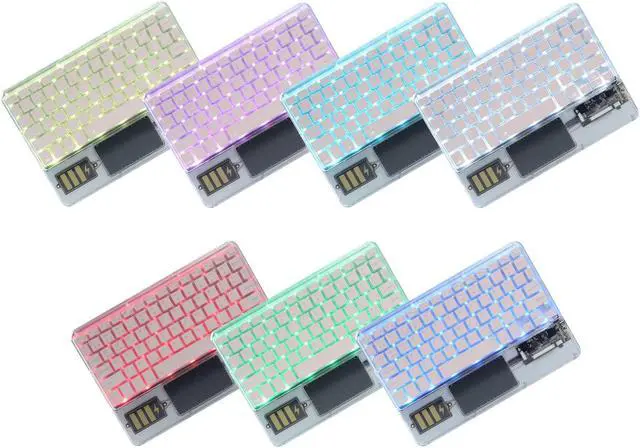 Alt view image 5 of 5 - Justdfine Ultra-Slim Bluetooth Keyboard 7 Colors Backlit Portable Mini Wireless Keyboard Rechargeable for Apple iPad iPhone Samsung Tablet Phone Smartphone iOS Android Windows-Transparent