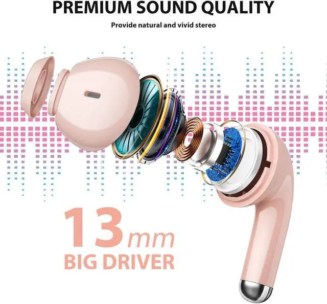 Alt view image 3 of 5 - Wireless Earbuds for Samsung S24 Ultra S23 Fe S22+ S21, 5.3 Bluetooth Earbuds Ear Buds with Mic Touch HiFi Stereo Wireless Headphone for iPhone 15 Pro Max 14 Plus Pixel 8 7 Pro 6 A, Pink