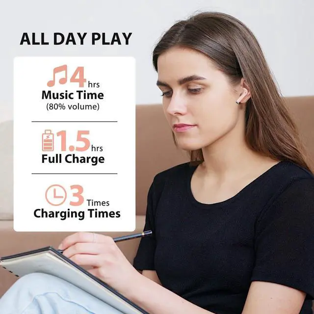 Alt view image 4 of 5 - Wireless Earbuds for Samsung S24 Ultra S23 Fe S22+ S21, 5.3 Bluetooth Earbuds Ear Buds with Mic Touch HiFi Stereo Wireless Headphone for iPhone 15 Pro Max 14 Plus Pixel 8 7 Pro 6 A, Pink