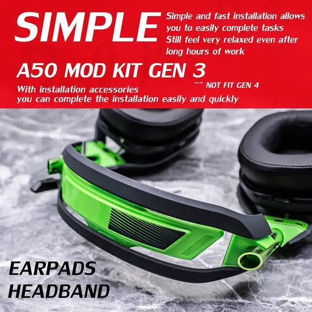 Alt view image 4 of 5 - A50 GEN 3 MOD KIT Ear Pads for Astro A50 GEN 3 Headset I with Headband by DIMOST - NOT FIT GEN 4