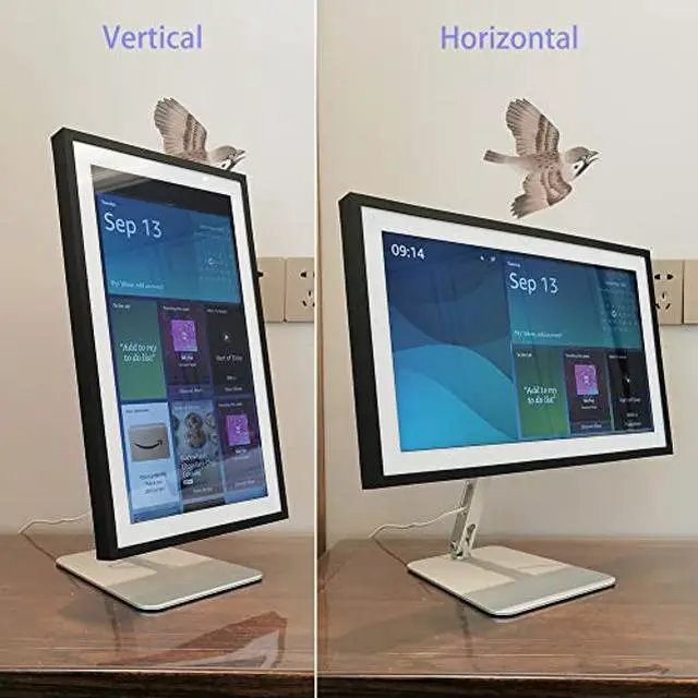 Alt view image 2 of 5 - Swivel and tilt Table Stand for  Echo Show 15, Only Made for Echo Show 15 Three Rotating shafts The Stand is Made of Aluminum, Horizontal and Vertical Screen 360 Degree Switching Silver