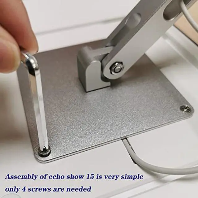 Alt view image 5 of 5 - Swivel and tilt Table Stand for  Echo Show 15, Only Made for Echo Show 15 Three Rotating shafts The Stand is Made of Aluminum, Horizontal and Vertical Screen 360 Degree Switching Silver