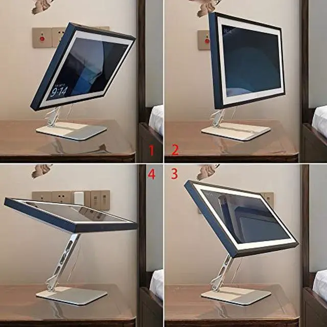 Alt view image 4 of 5 - Swivel and tilt Table Stand for  Echo Show 15, Only Made for Echo Show 15 Three Rotating shafts The Stand is Made of Aluminum, Horizontal and Vertical Screen 360 Degree Switching Silver