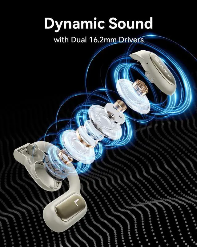 Alt view image 4 of 5 - AUBOR Open Ear Headphones, True Wireless Bluetooth Earbuds with ENC Clear Call, Bluetooth 5.3, IPX6 Water-Resistant, Ergonomic Ear Hooks, 45H Playtime, Compatible with iPhone & Android