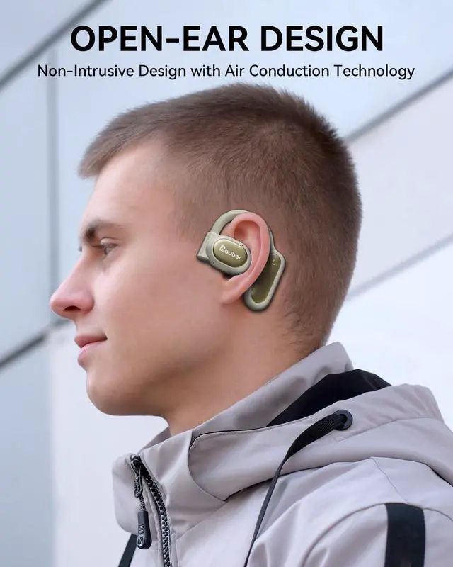 Alt view image 2 of 5 - AUBOR Open Ear Headphones, True Wireless Bluetooth Earbuds with ENC Clear Call, Bluetooth 5.3, IPX6 Water-Resistant, Ergonomic Ear Hooks, 45H Playtime, Compatible with iPhone & Android