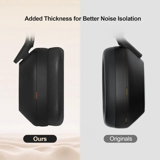 Alt view image 5 of 5 - Aurivor Genuine Leather Ear-Pads Cushions for Sony WH-1000XM5 Noise Canceling Headphones, Premium XM5 Replacement Ear Covers with Soft Lambskin Leather, Optimized Memory Foam (Lambskin-Black)