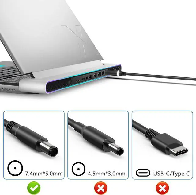 Alt view image 5 of 5 - 2025 New Slim 240W 180W Laptop Charger for Dell Alienware 13 15 17 R1 R2 R3 R4 X51 M15 M17 M17X M18X G3 G5 G7,Dell Precision 17 7710 7730 7670 7780 7770 M6500 M6600 M6700 AC Adapter Power Supply Cord