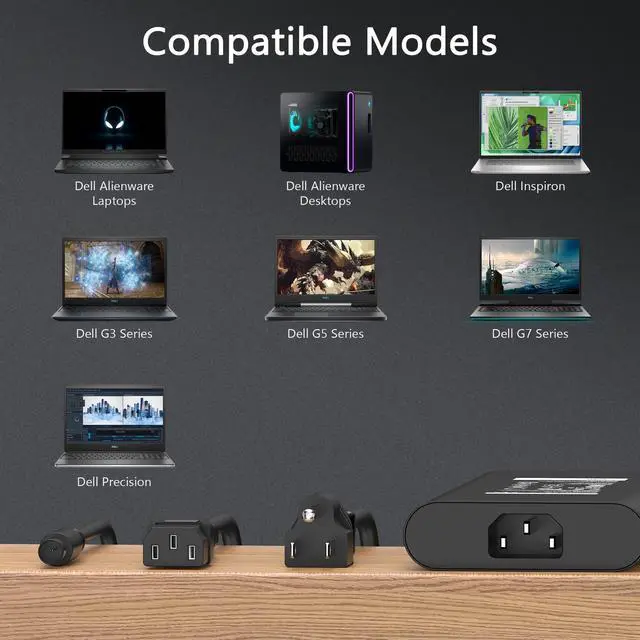 Alt view image 4 of 5 - 2025 New Slim 240W 180W Laptop Charger for Dell Alienware 13 15 17 R1 R2 R3 R4 X51 M15 M17 M17X M18X G3 G5 G7,Dell Precision 17 7710 7730 7670 7780 7770 M6500 M6600 M6700 AC Adapter Power Supply Cord