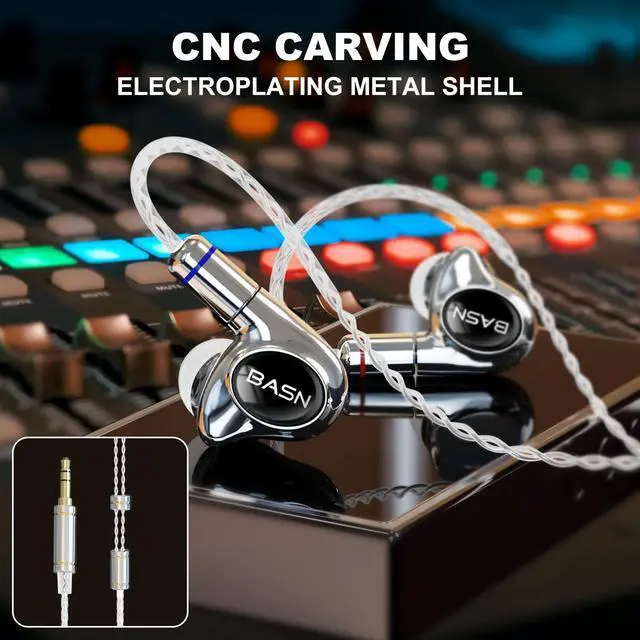 Alt view image 3 of 5 - BASN Metalen PRO 4 Drivers in-Ear Monitors Headphones for musicians, Noise Isolating Enhanced Bass Sound Earphones with CNC Metal Craft Shell, Wired Upgraded Detachable MMCX Cables(Gloss Black)