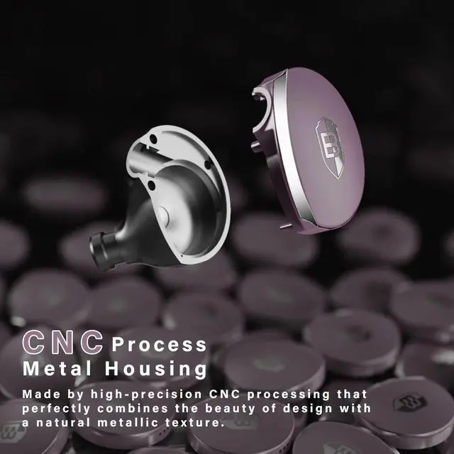 Alt view image 3 of 5 - BASN MTPro in Ear Monitors, 14.5mm Planar HiFi IEM Headphones with CNC Process and 4-Core Litz OCC Single-Crystal Copper Cable for Musicians(Deep Purple)
