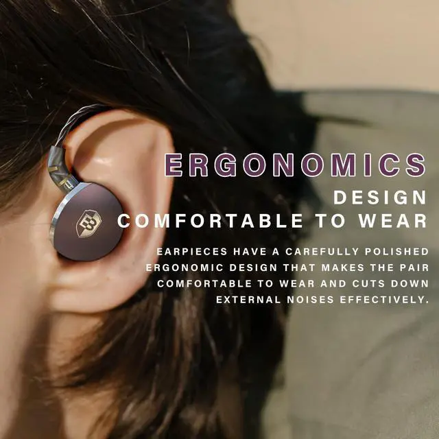 Alt view image 4 of 5 - BASN MTPro in Ear Monitors, 14.5mm Planar HiFi IEM Headphones with CNC Process and 4-Core Litz OCC Single-Crystal Copper Cable for Musicians(Deep Purple)