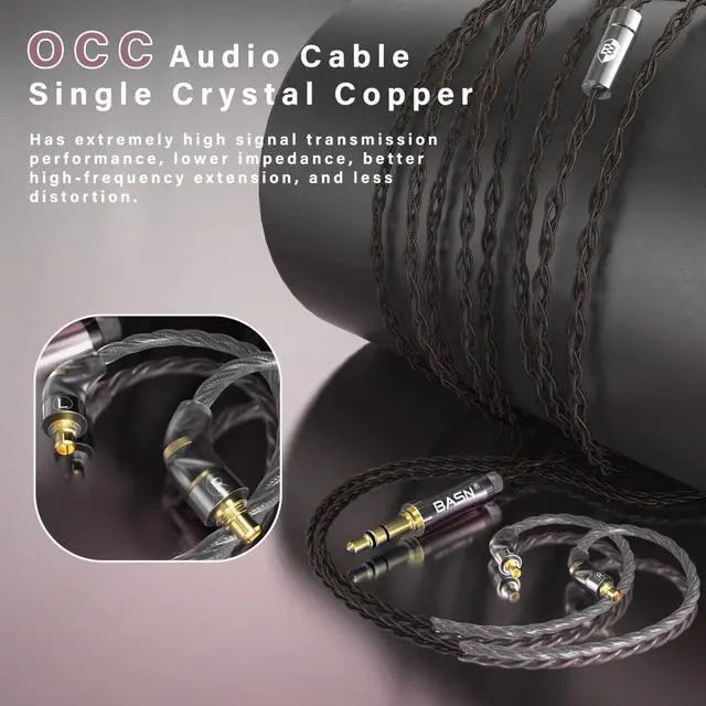 Alt view image 5 of 5 - BASN MTPro in Ear Monitors, 14.5mm Planar HiFi IEM Headphones with CNC Process and 4-Core Litz OCC Single-Crystal Copper Cable for Musicians(Deep Purple)