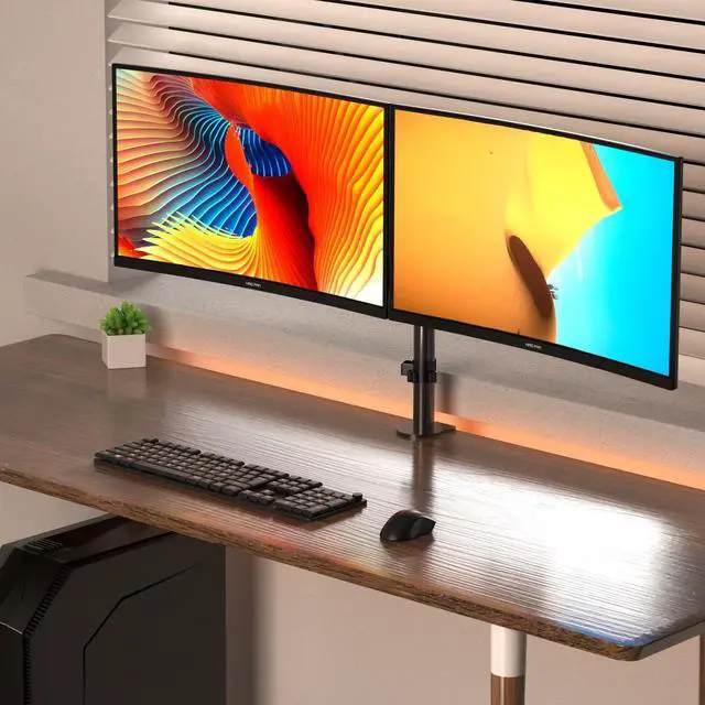 Alt view image 5 of 5 - Bracwiser Dual Fully Adjustable Monitor Arm Stand Mount Fits Two Screen 13-27 inch 22lbs for Monitor Computer Screen 13 15 17 19 20 22 23 24 26 27 inch VESA 75 100 (MD7442)