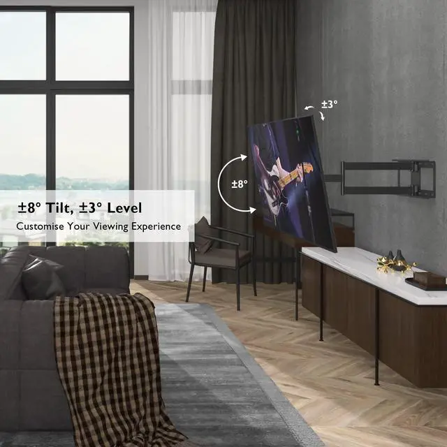 Alt view image 4 of 5 - BONTEC TV Wall Mount with Extra Long Articulated Arm for 32-70 inch up to 132lbs, Universal Long Reach Arm TV Wall Mount with Tilt, Swivel, Rotate, Full Motion TV Wall Mount, Max VESA 400x400mm