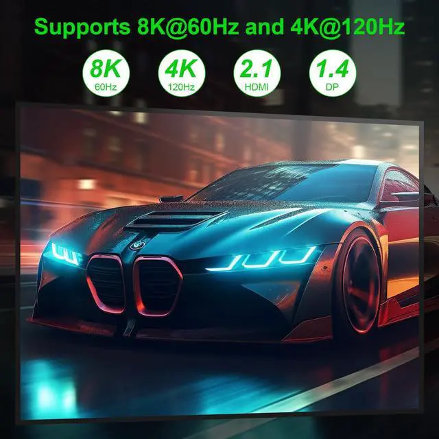 Alt view image 4 of 5 - 8K@60Hz KVM Switch 3 Monitors 2 Computers 4K@144Hz, DP 1.4 Displayport KVM Switch Triple Monitor for 2 Computer Share 3 Monitor, Audio Mic Port and 3 USB3.0 Devices Support Extended and Copy Mode