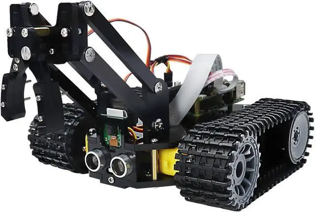 Main image of FREENOVE Tank Robot Kit for Raspberry Pi 4 B 3 B+ B A+, Crawler Chassis, Grab Objects, Ball Tracing, Line Tracking, Obstacle Avoidance, Ultrasonic Camera Servo App (Raspberry Pi NOT Included)