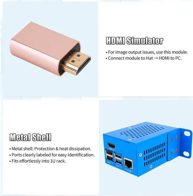 Alt view image 5 of 5 - Remote Control Server for Raspberry Pi 4B - Open Source Remote Management Solution with ATX Control, HDMI Capture, PoE, OLED Display & Metal Enclosure