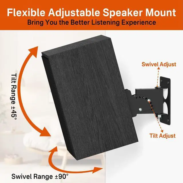 Alt view image 3 of 5 - Adjustable Speaker Mount for R-50M RP-502S Klipsch Speaker Wall Mount, Metal Wall Speaker Mount Bracket for Klipsch Bookshelf Speaker Wall Mount Holds up 40 lbs with Hardware Kit for Space Saving