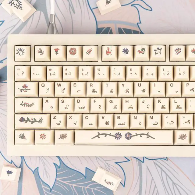 Alt view image 5 of 5 - GEKUCAP 135 Keys Retro Beige Keycaps, Dye Sublimation PBT Customized keycaps, Cherry Profile Manuscript Keycaps Set for Cherry MX Gateron Switches Mechanical Keyboards