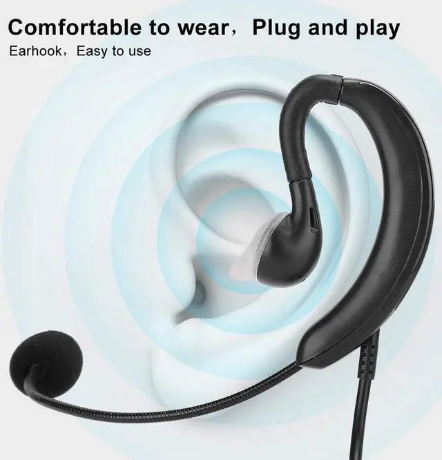 Alt view image 2 of 5 - Ear-Hook Headset,USB Headphone Computer Notebook Accessory,Bluetooth Sport Earphone Single Ear-Hook Headset Invisible Earpiece with Mic for Skype//MSN