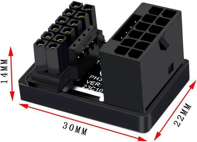 Alt view image 3 of 5 - CY Adapter 12VHPWR ATX3.0 PCI-E 5.0 Power Modular Adapter 12+4Pin to 12+4 16Pin Down Angled 360 Degree Opposite U Shape Back Angled for 4080 5090TI 16Pin 12+4P Graphics Card