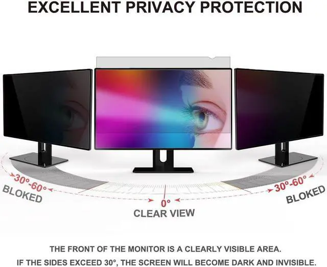 Alt view image 3 of 5 - GUMIKE 2-PACK 24 inch Computer Privacy Screen Filter for 16:9 Aspect Ratio Widescreen Monitor - Blue Light Filter - Anti-Glare & Anti-Scratch Protector Film