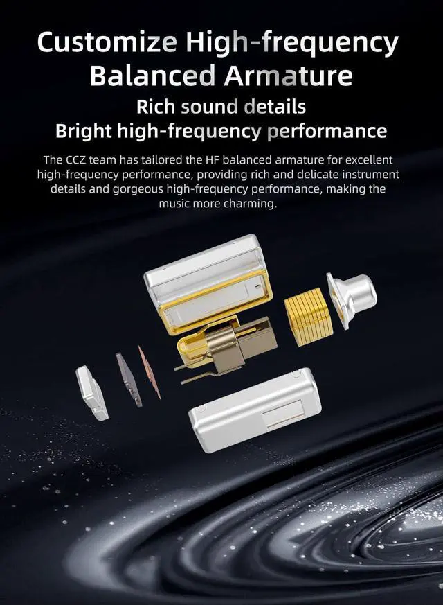 Alt view image 3 of 5 - CCZ BC04 in-Ear Monitors, 10MM CNTD Dynamic Driver+Customize Balanced Armature Hybrid Wired Earbuds in-Ear Earphones Musicians in Ear Headphones with Detachable Cables, Noise-Isolating Earbuds