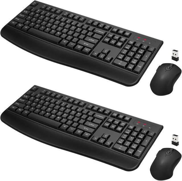 Main image of Wireless Keyboard and Mouse Combo, Full-Sized 2.4GHz Comfortable Palm Rest and Optical Wireless Mouse for Windows, Mac OS PC/Desktops/Computer/Laptops(2 Pack)