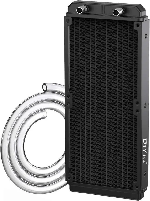 Main image of DIYhz Water Cooling Computer Radiator, 12 Pipe Aluminum Heat Exchanger Liquid Cooling Radiator Heat Sink 240mm for CPU PC Laser Water Cool System DC12V Black with tube